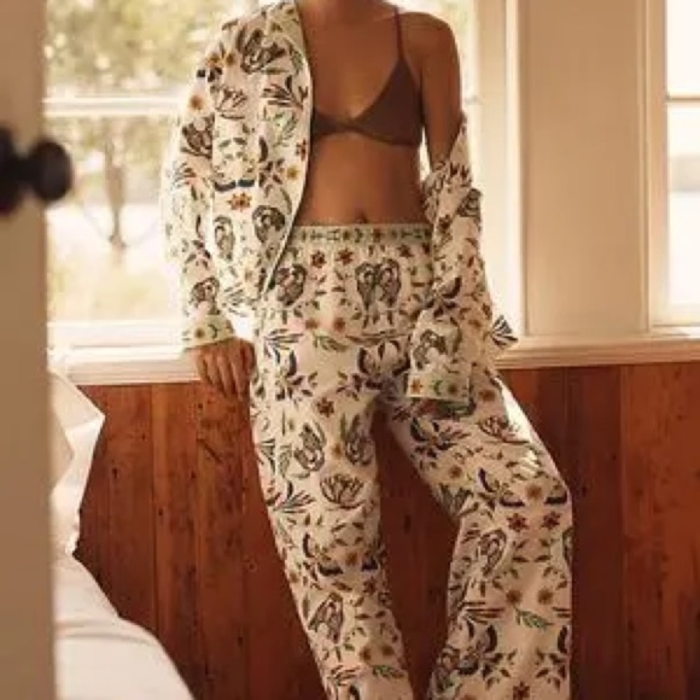 NWT Anthropologie Print Pajama Set (Top and Bottom) XS 100% Cotton!
